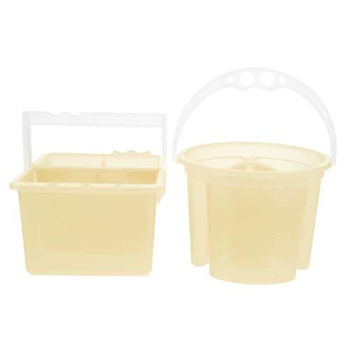 BELLIFFY 2pcs Plastic Paint Brush Wash Bucket Watercolor Brush Holder Lightweight Portable Organizer