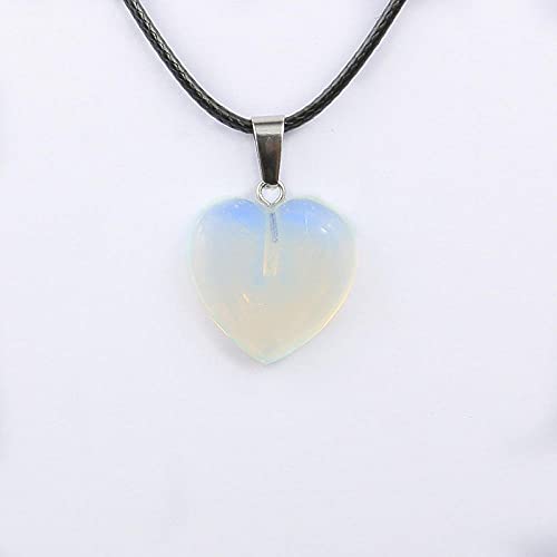 Natural Stone Pendant Heart Shape Crystal Agated Necklace Fine Pendants Necklace 20*6mm-Opal