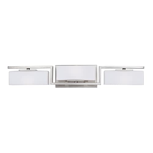 Designers Fountain 6713-SP 25in Meridian 3-Light Bathroom Vanity Light Fixture, Satin Platinum