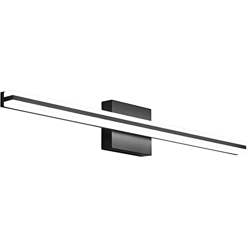 Image of SOLFART Bathroom Vanity Light Fixtures 32 Inch 20W Modern Black LED Bathroom Lights Over Mirror Dimmable Wall Lights