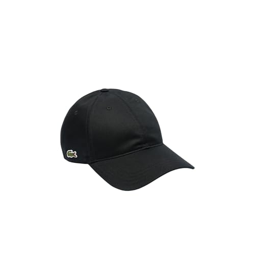Lacoste Unisex Organic Side Logo Cotton Twill Cap, One Size, Black
