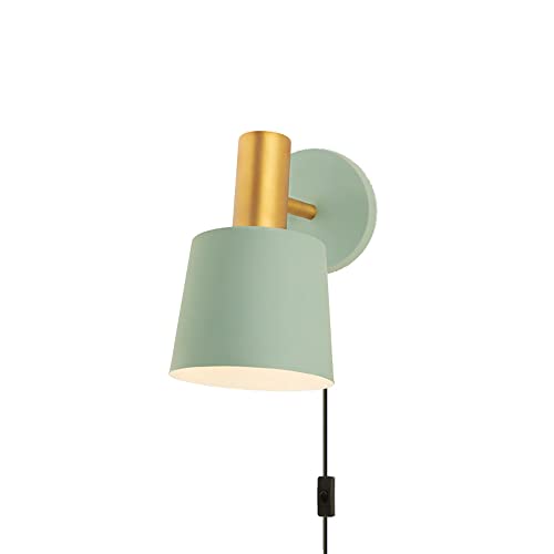 Lampe de lecture murale à brancher en métal vert pour gagner de l'espace