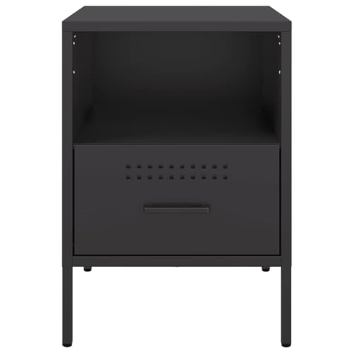Table de chevet noire moderne pour optimiser le rangement d'une chambre étroite