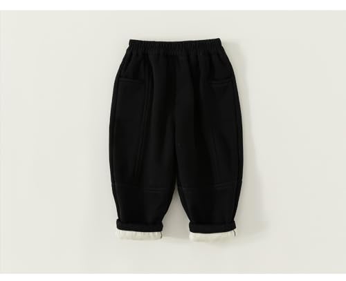 Meufam Boys and GirlsWinter Warm Solid Color Pockets Jogger Pant Fleece Lined Elastic Waist Sweatpants2