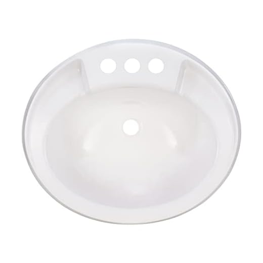 RecPro Oval RV Bathroom Sink | White | Single Bowl Lavatory Sink | Camper Sink | 20x17" | Plastic