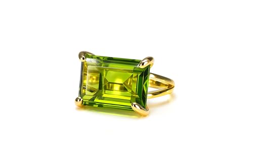 Bague en or 14k et péridot de haute joaillerie - Élégance haut de gamme
