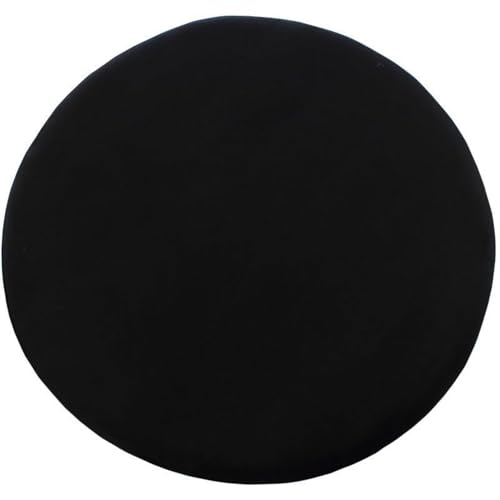 Image of Luxury Velvet Round Ottoman Stool | Gold Base & Trim Accent Furniture | Modern Vanity Pouffe | Footrest Seat for Living Room, Bedroom & Makeup Area (Black)