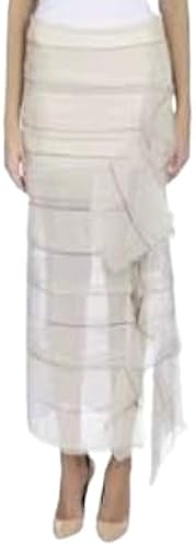 BRUNELLO CUCINELLI Falda Midi de Seda Gris con Volantes Segunda Mano