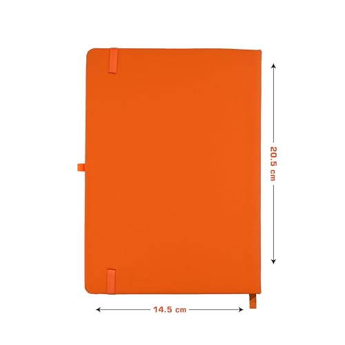 Image of Cubic Premium A5 Hardbound Diary | PU Leather | Bright Orange Color | Elastic Closure | Built-in Ribbon Bookmark | Pen Holder | Ideal for Office, School & Personal Use