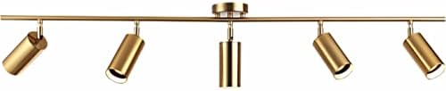 KCO Lighting Adjustable Track Lighting Fixture Brushed Brass Flush Mount Ceiling Light Fixture for Kitchen Dining Room Spotlighteiling Light LED Minimalist spot Light Wall Decorative lamp (5 Lights)