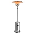 COSTWAY Outdoor Patio Heater, 50000 BTU Propane Heater with Stainless Steel Burner and Wheels, Triple Protection System, Standing Portable Outside Heater for Porch, Deck, Home and Commercial