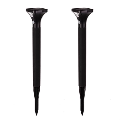 LOLAhome Set de 2 lámparas solares LED con Sensor de Movimiento | 52 cm, Color Negro | Panel Solar y bateria autorrecargable | Auto Encendido en la ocuridad | Baliza Solar Exterior Sensor