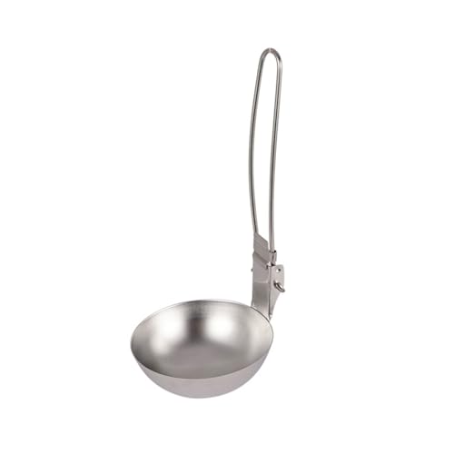 collapsibble Soup Spoon - Compact Metal Serving Utensil | Foldable Outdoor Cooking Strainer Spatula, Portable Stew and Gravy Dipper Tool for Backpacking BBQ and campp Kitchen Gear