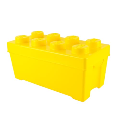 Stein-Experte LEGO Aufbewahrungsbox Gelb Kreatives Ordnungssystem im LEGO Design | Mittelgroß mit Deckel & stapelbar (37x18x18 cm) für Spiel & Spaß