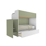 Lit superposé design minimaliste avec troisième lit amovible, relevable et indépendant.