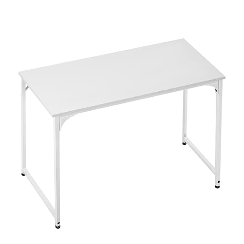 T-LOVENDO.ES Mesa Escritorio Blanca 80x40cm para Ordenador, Oficina Hogar Estudio, Estructura Metálica Fuerte, Diseño Moderno Minimalista, Escritorio Trabajo Compacto, Montaje Rápido y Estable