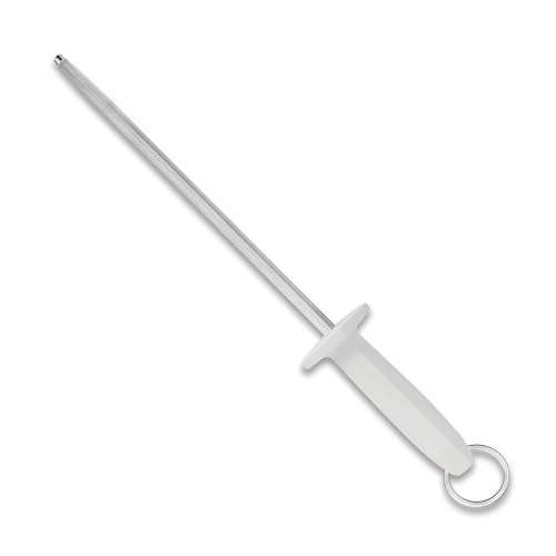Tramontina Premium 8 Inches Sharpener with Hard Chrome-plated Carbon Steel Rod and White Polypropylene Handle
