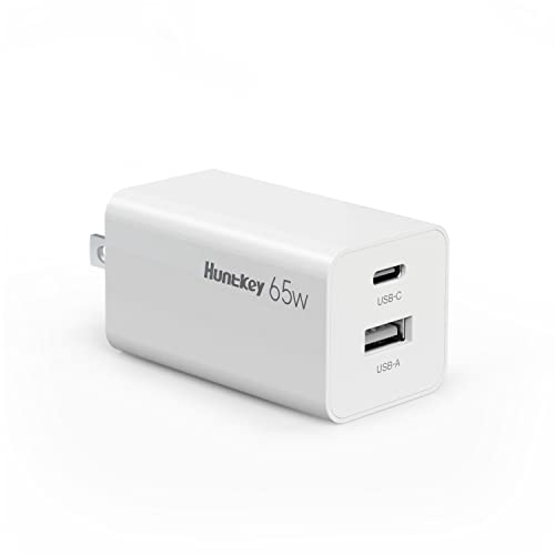 Huntkey USB C Charger, Huntkey 65W GaN MacBook Pro Charger USB C | 2-Port PPS PD Charger, Compact USB Wall Charger for MacBook Pro Air, iPad, iPhone 12/13, S21/S22, Nintendo Switch