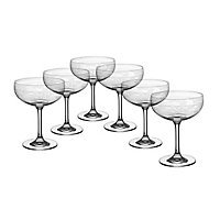 CRISTALICA Sektschale 6er-Set Schaumweinschale Champagner Kristallglas 280ml Panto Floral