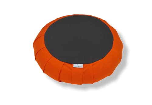 Image of Buckwheat ZAFU Meditation Cushion Filled with Buckwheat Hulls (Orange & Grey)