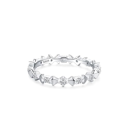 Bague femme argent et pierre zircone cubique blanche alliance vintage 925