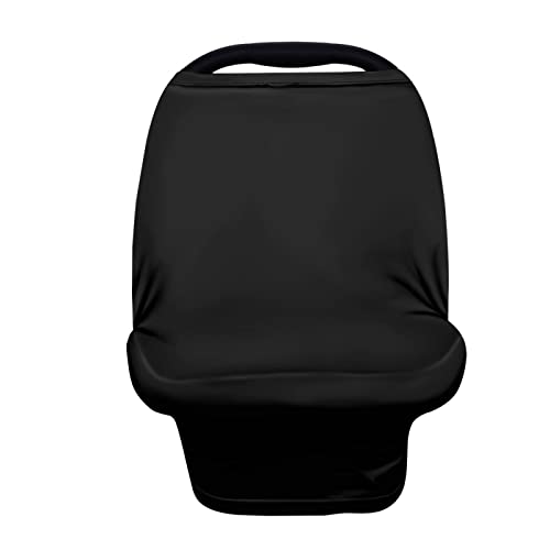 Image of Solid Color Car Seat Nursing Breastfeeding Cover, Multi Use Cover Cozy Carseat Canopy Cover, Infant Babies Stroller Cover,Ultra Soft Stretchy Nurse Gifts - Black Breastfeeding Cover