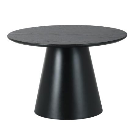 HowHomely Table basse ronde noire de 60 cm de diamètre - Petite table d'appoint en bois massif - Table basse en bois massif - Style scandinave - Minimaliste - Table de...