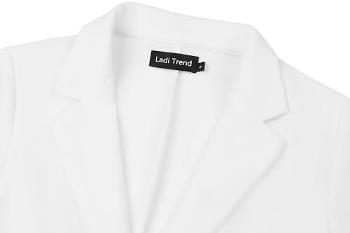 Womens Blazer Jacket Suit Notched Lapel Button Blazers Long Sleeve Tailored Jacket Coat Workwear(White 2XL)4