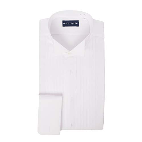 EXCY FORMAL COLLECTION Men's Tuxedo Shirt. Wing Color and French Cuffs with 100% Cotton. Made in Japan. White