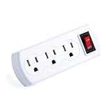 Uninex White Grounded Triple Plug Outlet On/Off Power Switch UL Listed