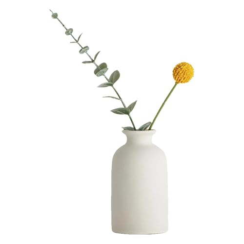 Weiße Keramik-Knospenvase, Minimalismus, Vintage, kleine Blumenvase, Diffusor-Flaschen, ätherische Ölflaschen