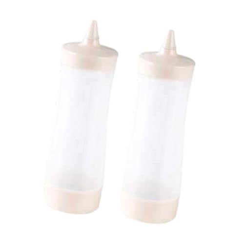 predolo 2 Botellas Exprimibles para Condimentos, a Prueba de Fugas, de Alimenticio, para Salsas, Barbacoas, Cocinas Y Picnics, Beige, Individual