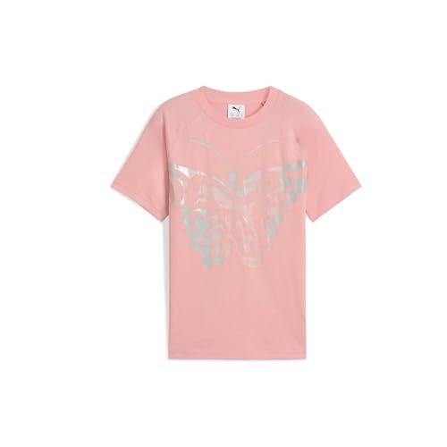PUMA Kids Girls Butterfly Vibe Logo Crew Neck Short Sleeve Casual Tops Casual - Pink