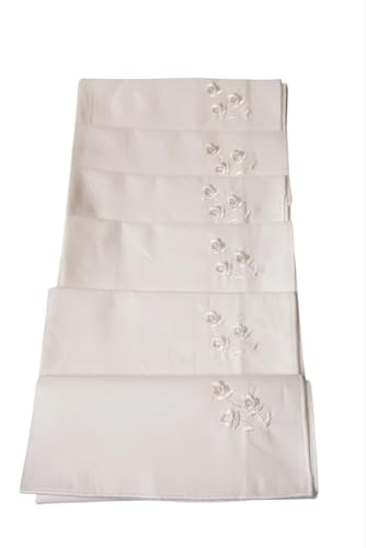 Image of ANVIK Women /Lady Cotton Embroidery Floral Handkerchief .Hanky for Kids Girls for School Size 33cm by 33 cm (Multicolour) Pack of 6