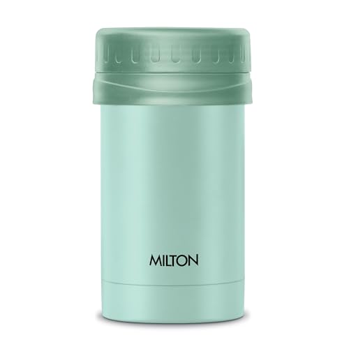 Image of MILTON Soup Flask 500 Thermosteel Vacuum Insulated Food Jar|Hot & Cold Thermal Flask|Double Walled|Leak Proof |Ideal for carrying Soup, Tea, Coffee to Office, School,Travelling, 460 ml, Light Green