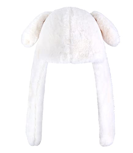 Roffatide Anime Cinnamoroll Dog Ear Moving Jumping Hat Fluffy Beanie Cap Soft Warm Winter Head Wear Cute Hats For Women Beige #TOP3