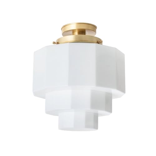 Plafonnier Dodecagon 20's Laiton , luminaire vintage de plafond