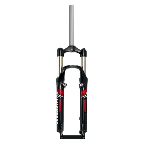 JNNJ26 インチ MTB フロントサスペンション フォーク 1-1/8 アルミニウム合金 マウンテン バイク フロント フォーク トラベル 100mm ツーリング 自転車 フォーク 手動 ロックアウト QR 9mm ディスク/Vブレーキ (黒地に赤ラベ