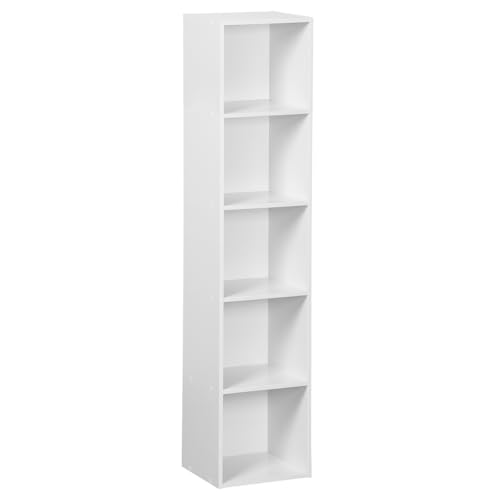 LOLAhome Estantería Cubo con 4 estantes de Tablero Laminado Blanca de 30x132