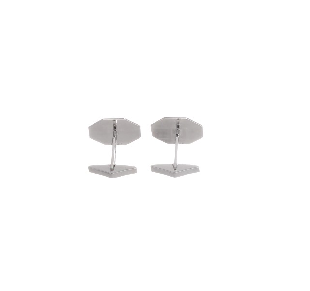 Mancuernillas octagonales para hombre en oro blanco 14K 20mm miniatura 5