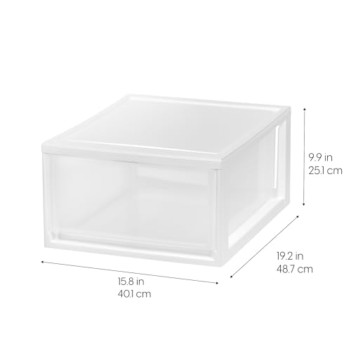 IRIS USA 30 Qt. Plastic Drawer Storage Organizer Stacking Drawers, 2-Pack, Stackable Unit with Sliding Drawer for Clothes Bedroom Kitchen Under Sink Pantry Craft Room Bathroom Dorm Office, White - Image 4