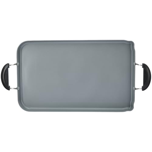 Image of GoodCook Everyday Double Griddle Pan Ceramic Nonstick Aluminum Construction for Even Heating Non-Toxic PTFE & PFOA Free, 18x11-Inch, Black