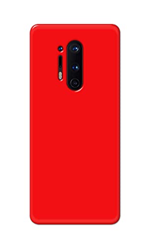 Image of Printed Hard Back Cover Case for OnePlus 8 Pro Back Cover (Plain Red) -1803