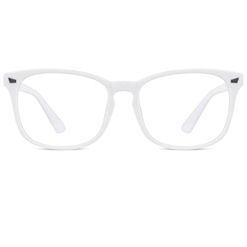 GQUEEN Fashion Glasses Non Prescription Fake Glasses for Women Men Clear Lens Square Matte White, 201582