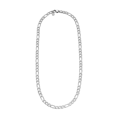 Fossil Men's All Stacked Up Stainless Steel Chain Necklace, Color: Silver (Model: JF04721040)