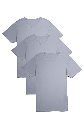 Fishers Finery Men's Classic V-Neck Comfort Soft Keep Tucked Undershirt - Breathable Cotton Modal Blend T-Shirt