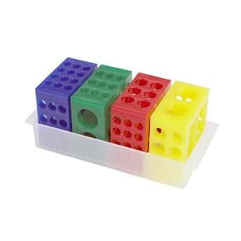 Cole-Parmer 4-Way Modular Tube Rack w/Tray, PP, Assorted Colors