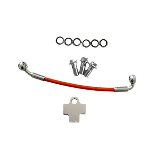 Raccord durite de frein hydraulique M10x1,25 moto 3 voies coudé 28°-90° longueur 160cm