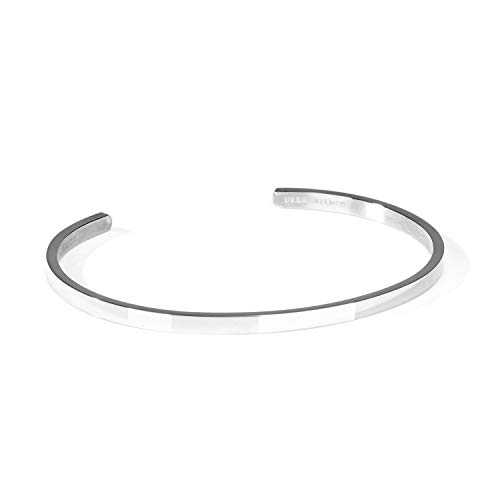 URBANHELDEN - Armreif Bangle Edel Schlicht - Damen Schmuck - Verstellbar, Edelstahl - Armband Blank - Silber