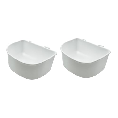 KiBcsLic 2パック吊り下げ式ペット給餌ボウル、犬ケージ給餌ボウル、実用的な多目的ペットケージフィーダー、子犬や, 白